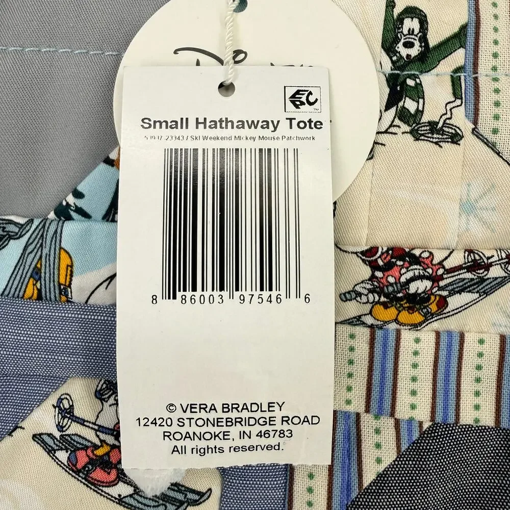 Vera Bradley Disney Small Hathaway Tote Ski Weekend Mickey Mouse Quilt Patchwork